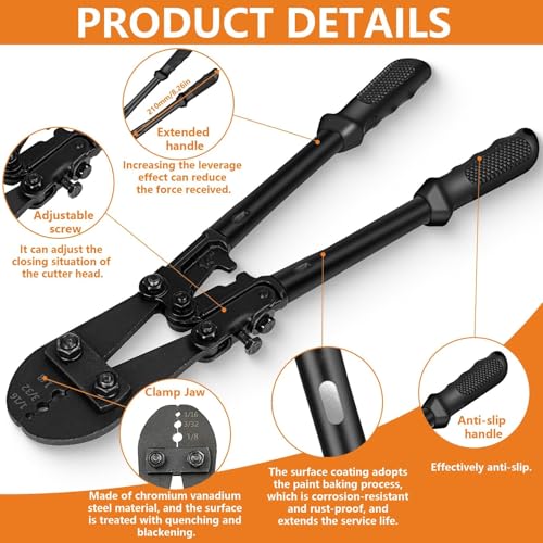 TooTaci Wire Rope Crimping Tool, 14 inch Wire Rope Swaging Tool