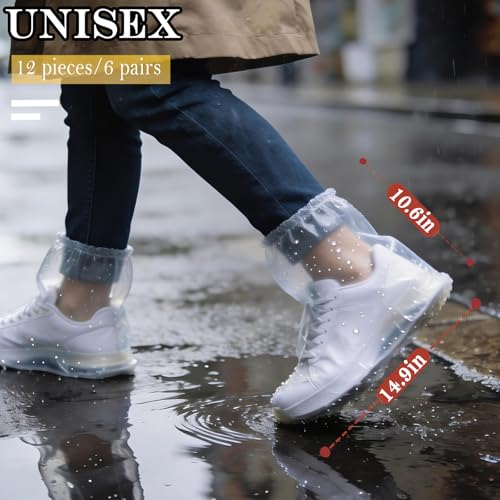 12Pcs Individually Packaged Rain Shoe Covers, Disposable Plastic Shoe Covers for Rain, Portable and Durable, Perfect for Rainy and Snowy Days, Disney Trip (Clear, Adult M, 12Pcs/6pairs) - size: Adults M 12Pcs