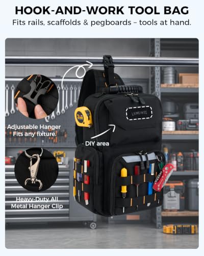 Electrician Tool Chest Bag, Tactical HVAC 3-Point Harness Black - color: Black