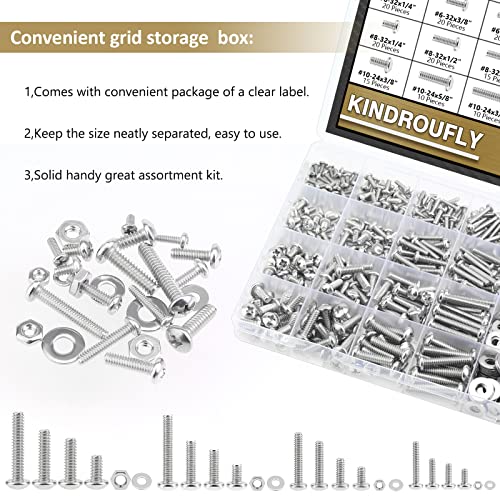 722 Pieces #4-40#6-32#8-32#10-24, Phillips Pan Head Machine Screws Nuts Assortment Kit, 304 Stainless Steel, Fully Machine Thread - size: #4-40 #6-32 #8-32 #10-24
