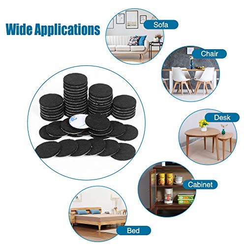 Shintop 50pcs Self-Adhesive Felt Pads for Furniture Protectors (Black)