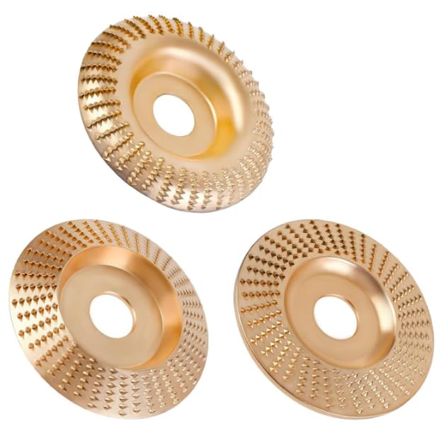 3Pcs Tungsten Carbide Cutting Wheel for Angle Grinder, Heavy Duty Wood Carving Disc Set for Cutting Shaping Sanding, Fits 4" & 4-1/2" Grinders