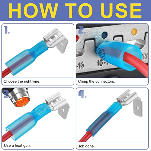 haisstronica 200PCS Heat Shrink Piggyback Spade Connectors, 22-10 AWG - size: AWG 22-10, style: Piggyback 200PCS