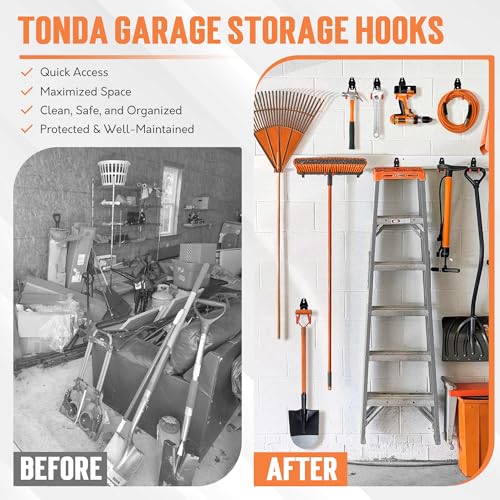 TONDA Garage Hooks, 20 Pack Wall Storage Hooks for Bike, Ladder and Tools - color: Orange