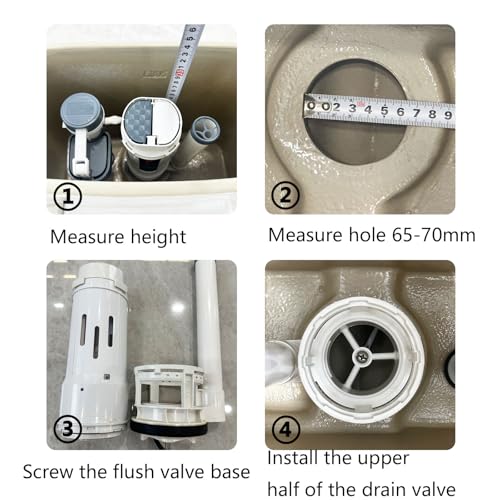 T Tulead Toilet Flush Valve 2.5", Fill Valve 1/2", Push Button 2.24" Dia - size: Small
