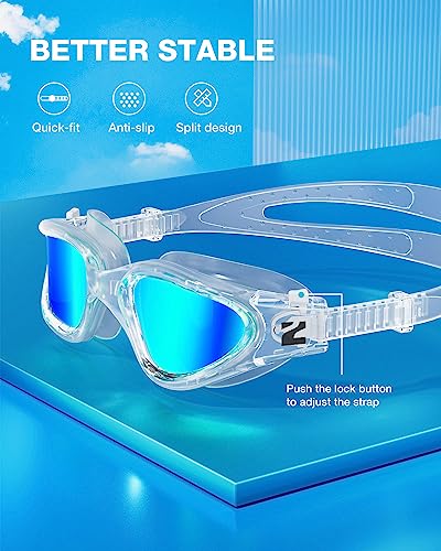 ZIONOR Swim Goggles, G1 SE Swimming Goggles Anti-Fog for Adult Men Women - color: A3-gold Lens Clear Frame