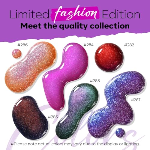 modelones Nail Polish Set, 6 Colors Red Green Purple Glitter Nail Lacquer - color: A3 Shimmer Night