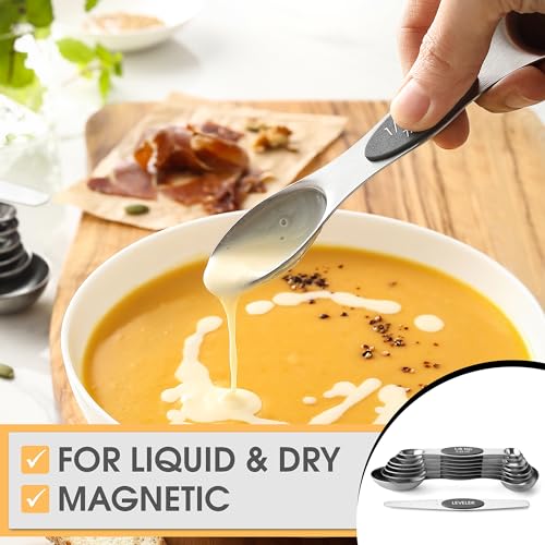 Spring Chef Stainless Steel Magnetic Measuring Spoons Set of 8, Gray - color: Gray, size: 1-Pack
