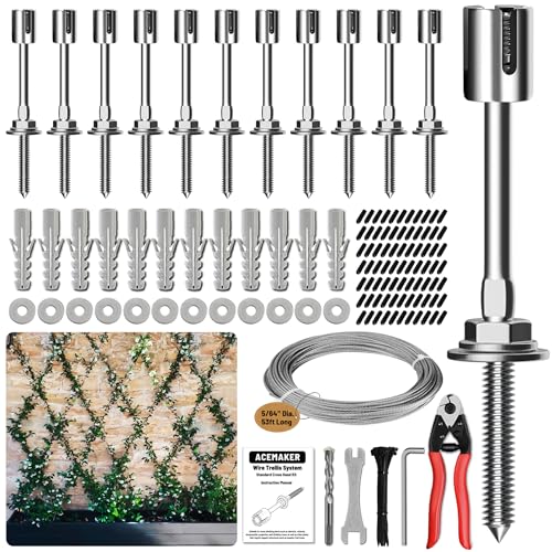 Wire Trellis Kit, 12-Set 5/64” Crosshead with Cutter & 53ft Cable - size: 12 Sets