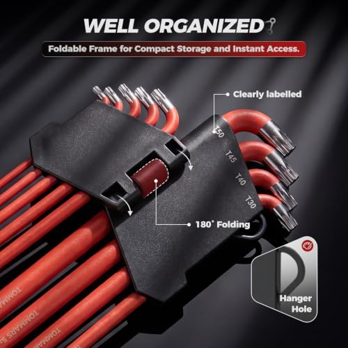 TOMMARS 31-PC Extra Long Stubby Ball End Allen Wrench Set, SAE/Metric/TORX - size: Extra-length