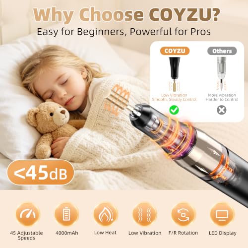 Professional Electric Nail Drill Rechargeable Nail File - color: Black Gold