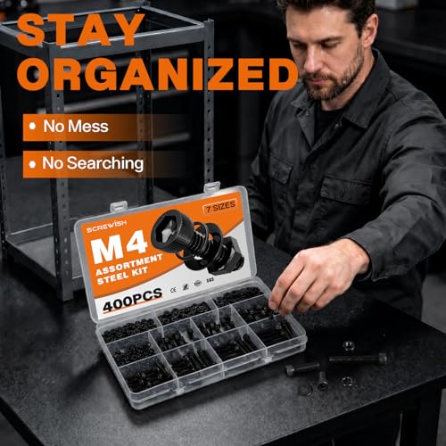 400PCS M4 Socket Head Cap Screw Assortment Kit, 6-30mm - size: M4