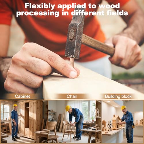150Pcs Wooden Dowel Pins Kit 3/8" x 1-1/2 Inch Small Fluted Wood Dowels Pegs Hardwood Pin for Furniture Woodworking Crafts, Furniture, Door, DIY - size: 10mm x 40mm - 150PCS