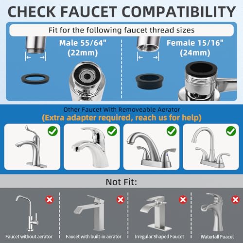CECEFIN Sink Filter for Bathroom/Kitchen Water Faucet Extender, 1080 Swivel - color: C- Silver2- Filtered Swivel Aerator