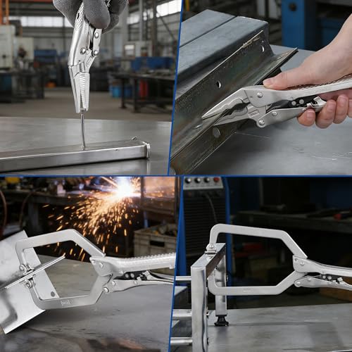 MAXPOWER Self-Adjust Locking Pliers Set – 7" Long Nose & 10.5" C-Clamp - style: Long Nose 7" | Locking C Clamp 10.5"
