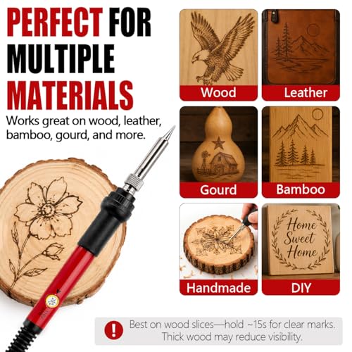 32PCS Wood Burning Kit, Wood Burning Tool – Adjustable Temperature Soldering Iron Tool for DIY, Wood Carving, Embossing, and Craft Projects – Wood Burner Pen Set for Adults and Beginners（Red） - color: Red