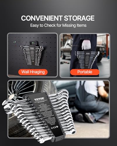VEVOR Ratcheting Wrench Set, 30-Piece Combination Wrench Set, 72 Teeth - color: Silver 30pcs, size: Metric&SAE