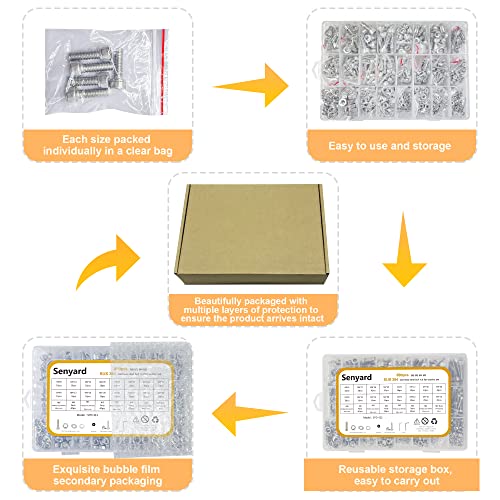 M6 M5 M4 M3 Metric Screw Assortment,Metric Bolts and Nuts Kit（with Lock&Flat washers・Wrenches） Socket Head Cap Screws 304 Stainless Steel Hex Head Metric Screws Assortment Set with Case - size: M3M4M5M6, style: socket head cap
