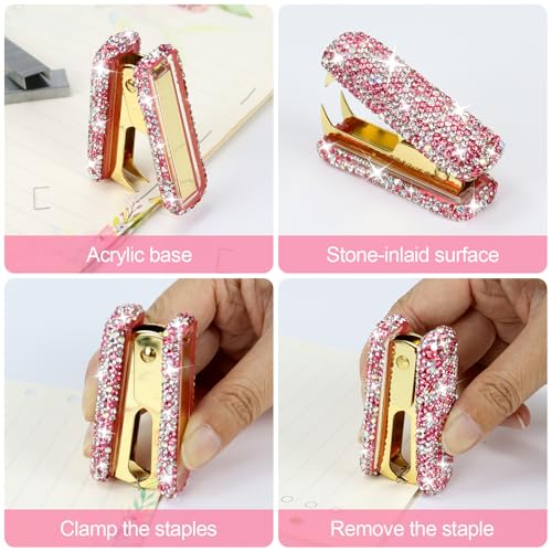 MultiBey Bling Acrylic Staple Remover with Metal Jaws, Pink - color: Pink