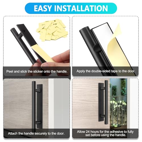 Self-Stick Push Pull Helper, 30 Pack Drawer Pulls ABS Plastic Adhesive Door Handles Peel and Stick Cabinet Handles for Kitchen Cabinet Sliding Door Furniture (Black)