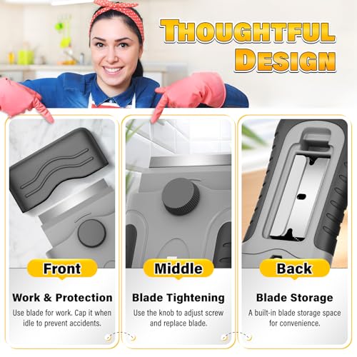 DIYSELF 2 Pack Paint Scraper Tool with 30 Razor Blades, Stove Top Cleaner Tools - color: Gray, size: 2 Pack