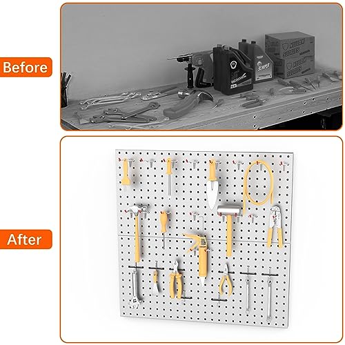 WALMANN 2 PCS 12x24 in Pegboard Panels, 24x24 in Tools Pegboards, Grey - color: Grey 12"*24", size: 24"*24"