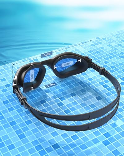 ZIONOR Swim Goggles, G1 SE Swimming Goggles Anti-Fog for Adult Men Women - color: B1-clear Blue Lens Black Frame