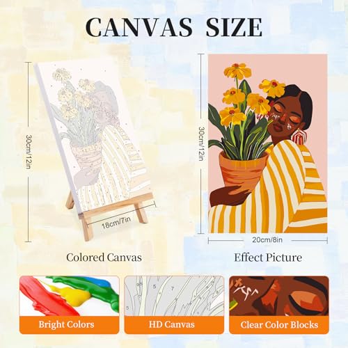 Okarina 4 Pack Paint by Numbers Kit for Adults with Frame, African Women - color: OP4FUS2510-01