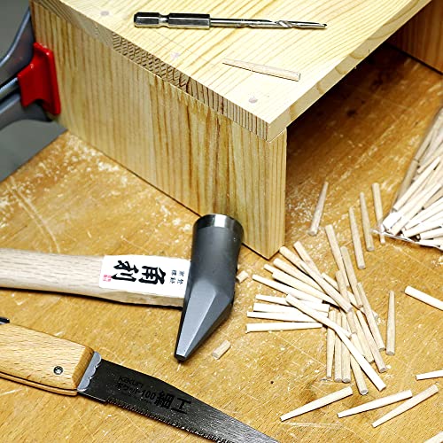 KAKURI Wooden Nails for Woodworking 9/64 inch (3.5mm), Tapered Wooden Dowel Rods for Crafts and Small Furniture, Natural Japanese White Birch Wood, Bulk 300 Pcs, Made in Japan - size: 3.5mm Wooden Nail