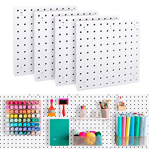 4Pcs Peg Board, Pegboard Wall Organizer Panels, White Pegboard Wall Mount - size: White Peg Board- 4Pcs