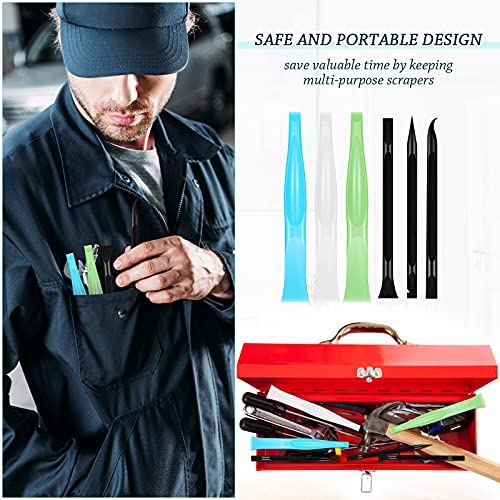 Honoson 6 Pcs Non-scratch Plastic Scraper Cleaning Tool, White Blue Green - color: White Blue Green
