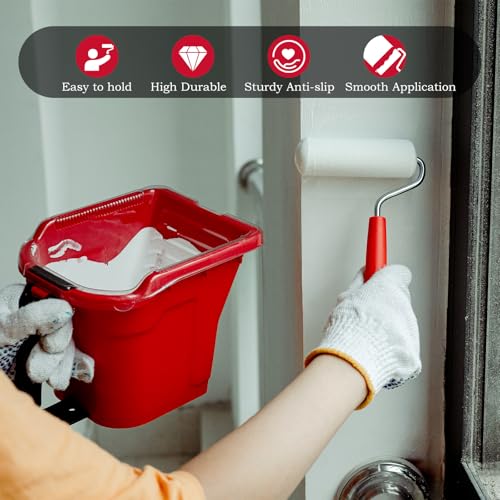 Mister Rui Handheld Paint Bucket and 4 Inch Roller Kit, 12 Piece - size: 4 Inch 12Pack