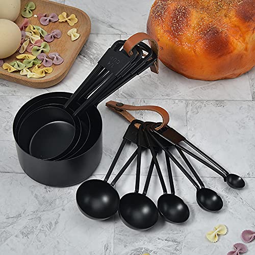 Black Stainless Steel Measuring Cups and Spoons Set, 9PCS - color: Black-9pcs