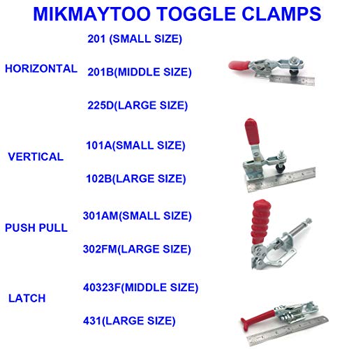 Small Quick Release Horizontal Toggle Clamp 201A Hand Tool 60 lbs / 27kg (201-8PACK) - style: 201-8PACK
