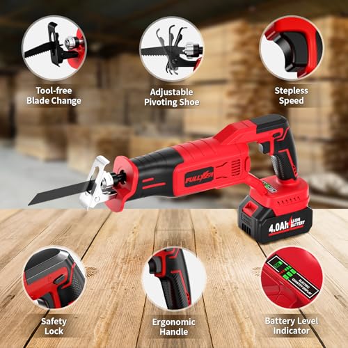 FULLYEA Reciprocating Saw Cordless 0-3500 SPM Brushless Motor, 21V Saw Kit