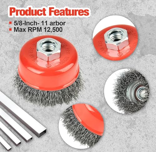 AAIN 60pcs Wire Wheel Brush Set, 3Inch Crimped Cup Brush for Angle Grinder - size: 60 pack, style: 3 Inch Crimped Wire Brush