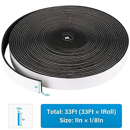 DGSL Foam Weather Stripping, 1" x1/8", 33Ft Door Window Seal Tape - size: 1In x 1/8In x 33Ft