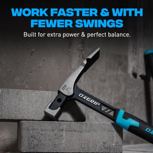 OX Pro Brick Hammer 20 oz - One-Piece Steel, Anti-Vibration - size: 20-oz, Brick Hammer