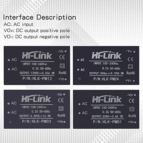 AC-DC Isolated Power Module Smart Home Switching Power Module Mini Buck Power Module 220v to 12v HLK-PM12 DC Power Module AC DC Converter 220V to 12V (3PCS) - style: HLK-PM12
