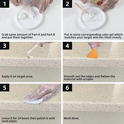 Tile and Granite Repair Kit for Marble Porcelain and Quartz Countertops | Countertops Repair Kit for Chips Dents Cracks Holes Scratch, Fix Chipped Edges Corners, Reattaches Missing Pieces