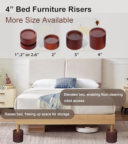 Lufia Solid Pine Wood Bed Risers 4 Inch Lift, Durable Furniture Risers for Beds, Sofas, Desks - Stylish Design, Easy Install, 2,000 Lbs Capacity (4 Inch) - size: 4 Inch