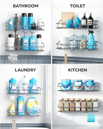 Nieifi Shower Caddy Adhesive, Shower Shelves, Shampoo Holder for Bathroom - color: Grey, size: 2 Pack