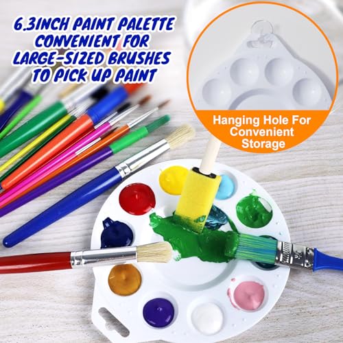 Halobios 20 Pcs Painting Brushes for Kids, 19 Colorful Painting Brushes and 1 Paint Palette, All Purpose Paint Brush Value Pack for Acrylic, Watercolors & Washable Paints