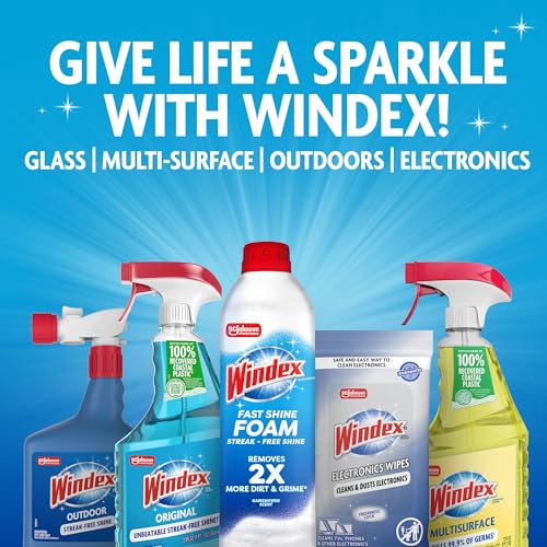 Windex Wipes Glass Cleaning, Pre-Moistened Glass and Surface Wipes to Clean Home Surfaces, Household Essentials, Original Scent, 38 Count (Pack of 1) - size: 38 Count (Pack of 1)
