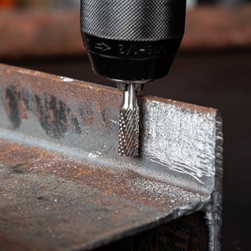 HAUTMEC Tungsten Carbide Rotary Burr Bit YG6, 1/4" Shank Double Cut Die Grinder Bit, Low Vibration Precision Rotary File for Metal Grinding, Engraving & Deburring (8MM Cylindrical), HT0197 - color: Cylindrical, size: 8mm