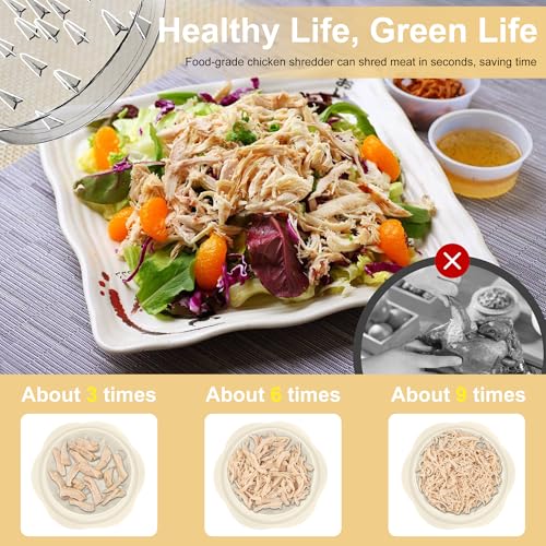 Chicken Shredder Tool Twist Large Meat Shredder with Brush&Fork, Beige - color: White