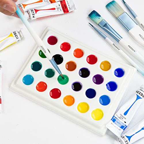 MEEDEN 24-Well Ceramic Watercolor Paint Palette with Cover - size: 24-well
