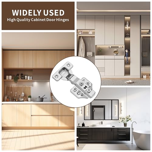 20 Pack Full Overlay Soft Close Cabinet Hinges 105° Frameless 3 Way Adjustable Kitchen Cabinet Door Hinges with Screws - size: 20 Pack