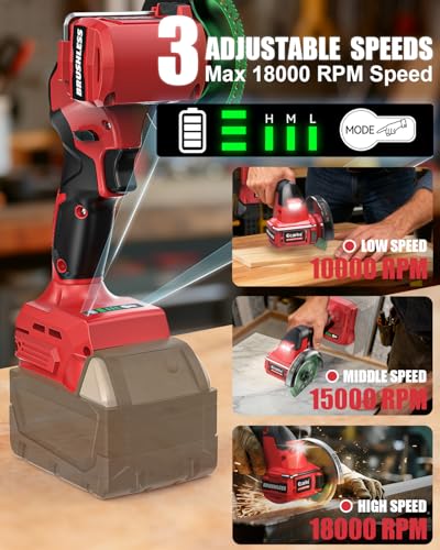 Ecarke Cordless Cut Off Tool Compatible with Milwaukee 18V Battery, 4" Circular Saw Brushless Motor with Blades, 18000 RPM Mini Cut Off Tool Kit for Wood/Metal/Plastic/Tile/Stone Cutting(Tool Only)