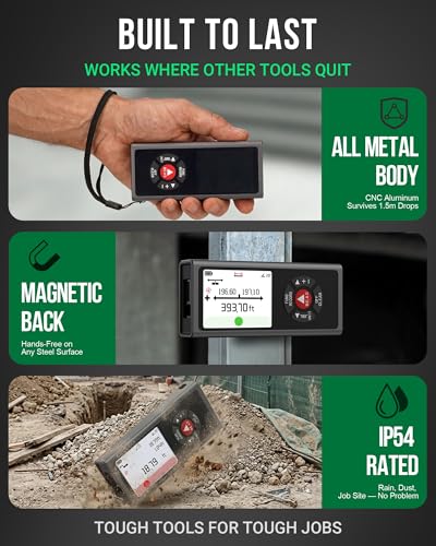 Dual Laser Measuring Tool 393Ft — Measure Both Directions at Once, Rechargeable Distance Meter with Angle Sensor & Level Bubble, 10 Modes for Construction and Home Renovation, IP54 Aluminum